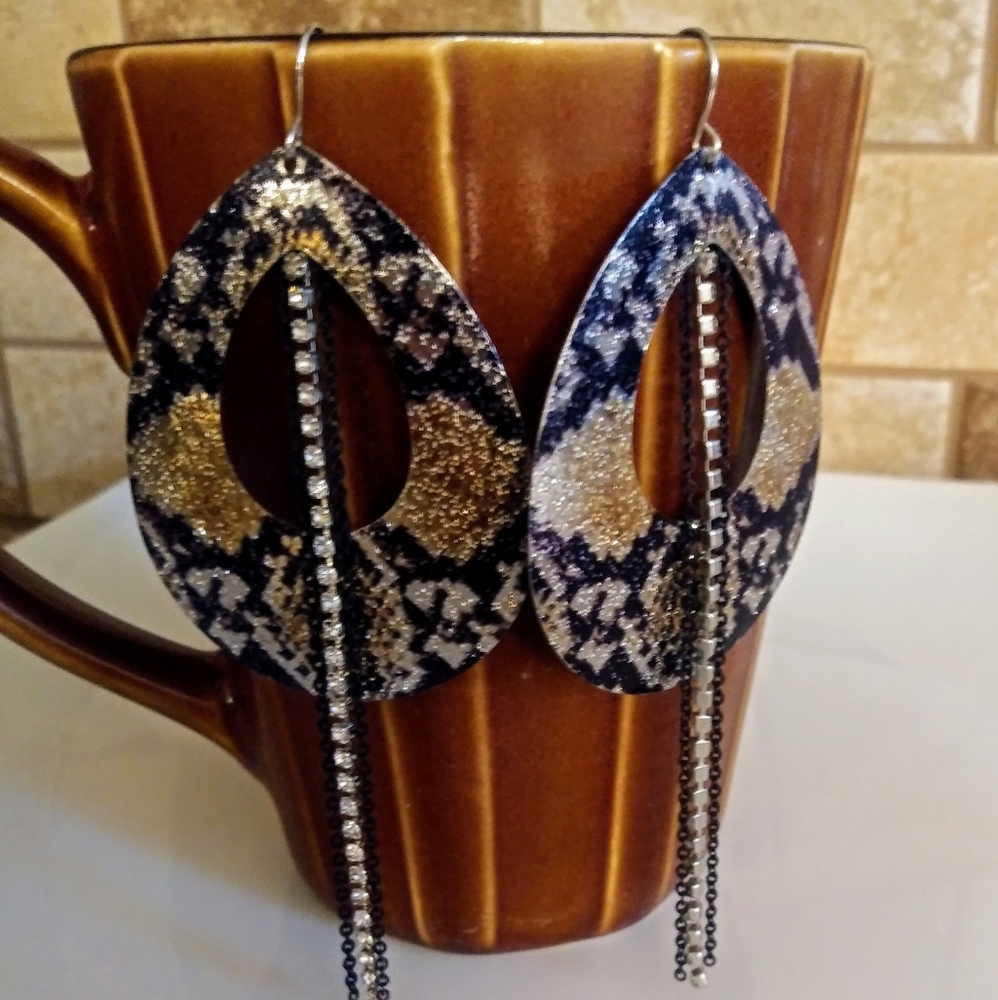 Snakeskin Print Statement Earrings